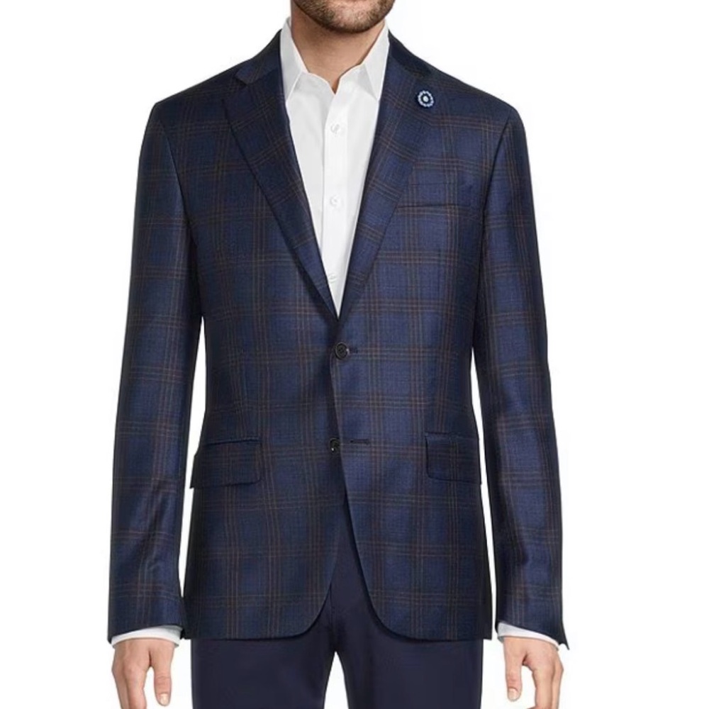 Hart Schaffner Marx 48R New York Fit Wool Bamboo Sport Coat Blue